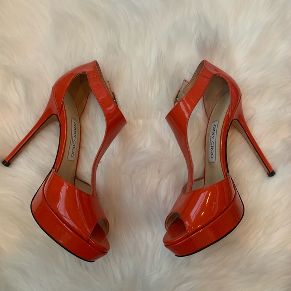 Jimmy Choo Shoes - Jimmy Choo tangerine t-strap heel size 7.5/37.5